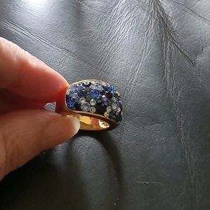 Blue crystal Bronze ring